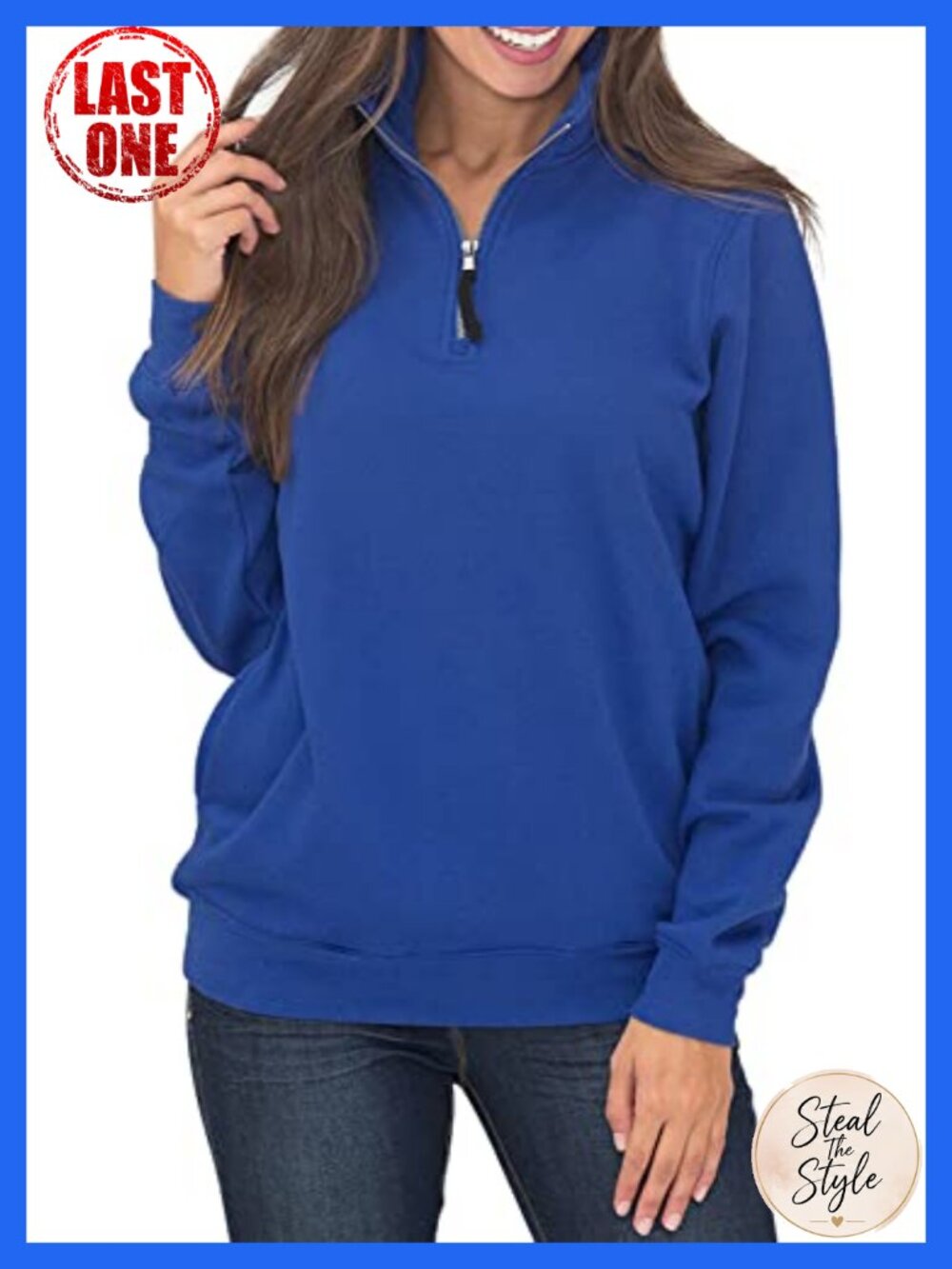 Womens Warm Cozy High Neck 1/4 Zip Pullover Sweatshirt with Pockets